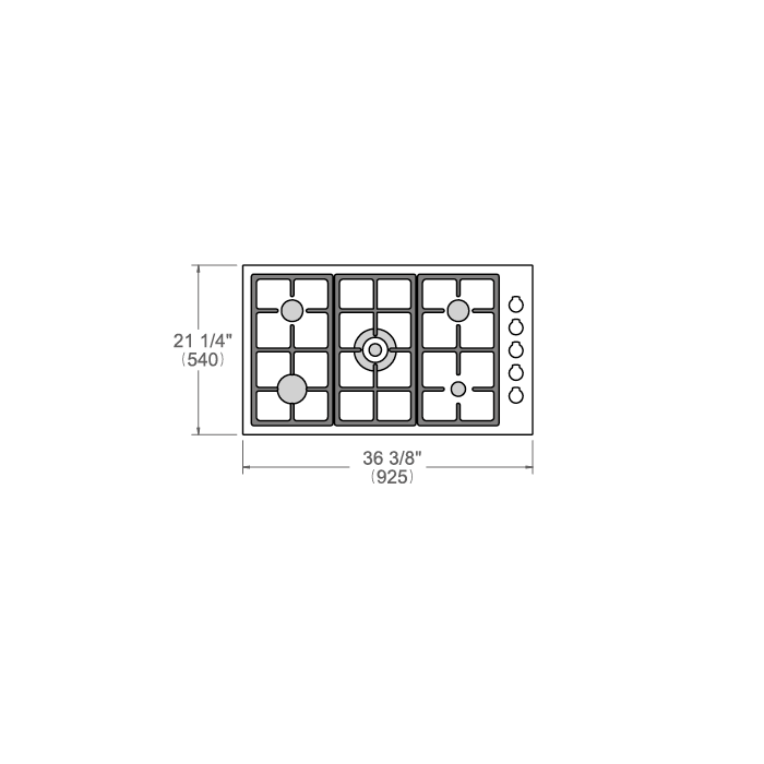 Bertazzoni Master Series 36" 5-Burner Stainless Steel Drop-in Gas Cooktop