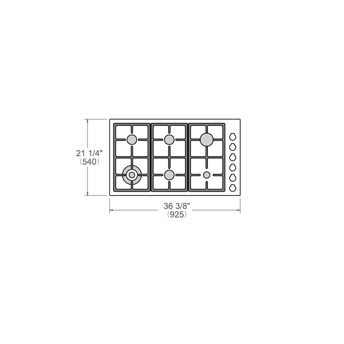Bertazzoni Master Series 36" 6 Brass Burners Stainless Steel Drop-in Gas Cooktop