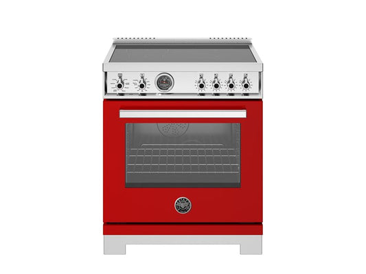 Bertazzoni Professional Series 30" 4 Heating Zones Rosso Freestanding Induction Range With 4.6 Cu.Ft. Self-Clean Oven
