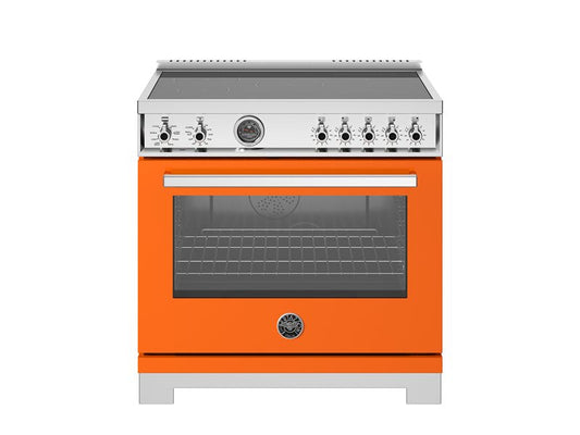 Bertazzoni Professional Series 36" 5 Heating Zones Arancio Freestanding Induction Range With 5.7 Cu.Ft. Electric Self-Clean Oven and Cast Iron Griddle