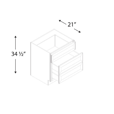 Blue Valley Cabinets 12" x 35" x 21" Vanity Drawer Base Cabinet With 3 Drawers (GRS-VDB12)