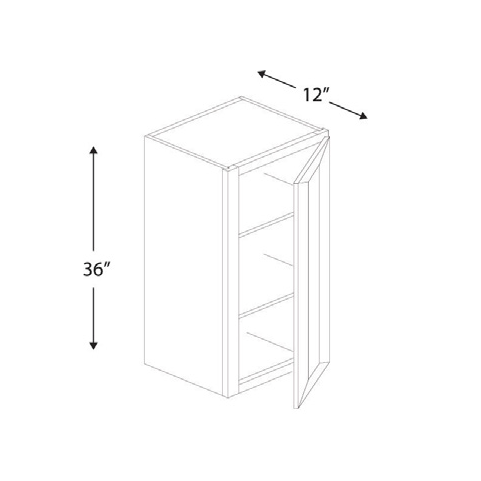 Blue Valley Cabinets 12" x 36" x 12" Wall Cabinet With 1 Door (MS-W1236)