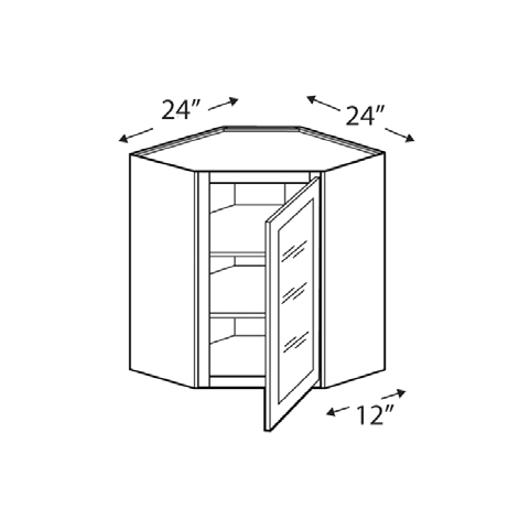 Blue Valley Cabinets 24" x 15" x 12" Wall Diagonal Corner Frosted Glass Door Only (MS-WDC2415GD)