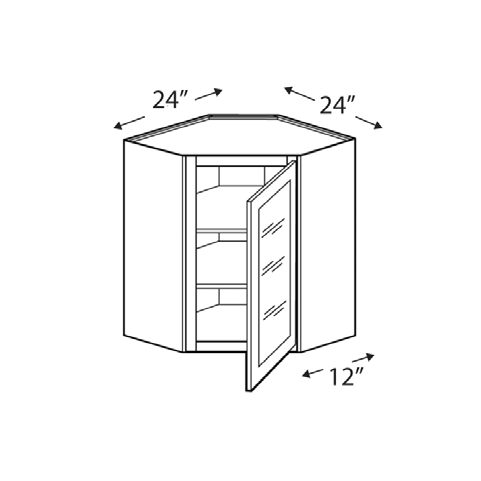 Blue Valley Cabinets 24" x 15" x 12" Wall Diagonal Corner Frosted Glass Door Only (SG-WDC2415GD)