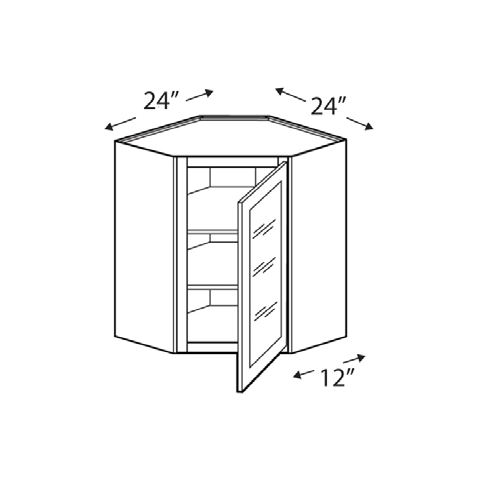 Blue Valley Cabinets 24" x 30" x 12" Wall Diagonal Corner Frosted Glass Door Only (ESS-WDC2436GD)