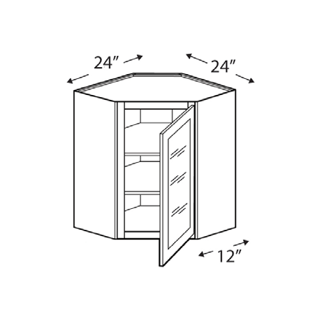 Blue Valley Cabinets 24" x 30" x 12" Wall Diagonal Corner Frosted Glass Door Only (MS-WDC2430GD)