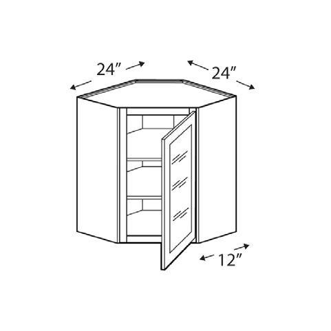 Blue Valley Cabinets 24" x 30" x 12" Wall Diagonal Corner Frosted Glass Door Only (MS-WDC2436GD)