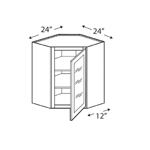 Blue Valley Cabinets 24" x 30" x 12" Wall Diagonal Corner Frosted Glass Door Only (MS-WDC2442GD)