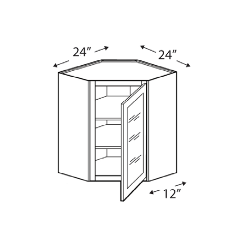Blue Valley Cabinets 24" x 30" x 12" Wall Diagonal Corner Frosted Glass Door Only (SG-WDC2430GD)