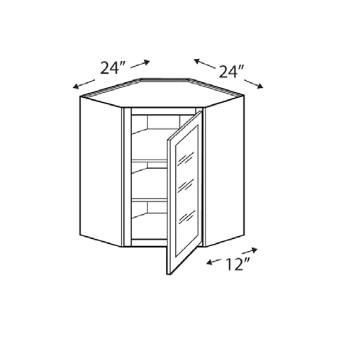 Blue Valley Cabinets 24" x 30" x 12" Wall Diagonal Corner Frosted Glass Door Only (SG-WDC2436GD)