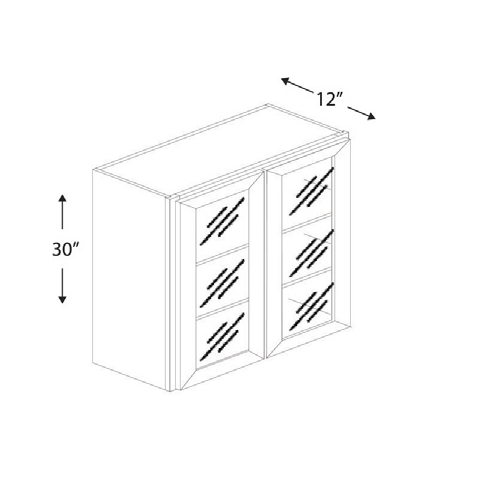 Blue Valley Cabinets 24" x 30" x 12" Wall Diagonal Corner Frosted Glass Door Only (WHS-WDC2430GD)