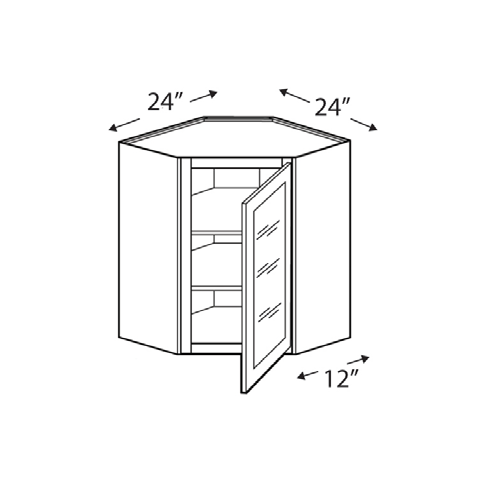 Blue Valley Cabinets 24" x 30" x 12" Wall Diagonal Corner Frosted Glass Door Only (WHS-WDC2436GD)