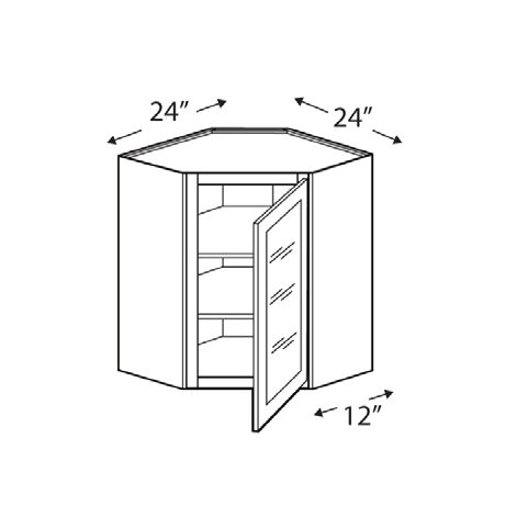 Blue Valley Cabinets 24" x 30" x 12" Wall Diagonal Corner Frosted Glass Door Only (WHS-WDC2442GD)