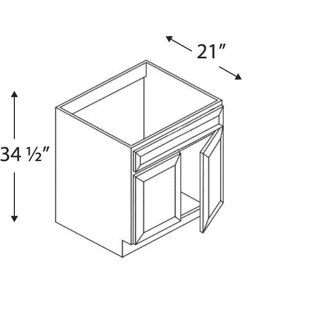 Blue Valley Cabinets 24" x 35" x 21" Vanity Sink Cabinet With 2 Doors and 1 FALSE Drawer (GRS-VSB2421)