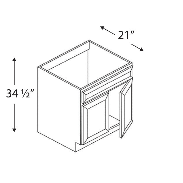 Blue Valley Cabinets 27" x 35" x 21" Vanity Sink Cabinet With 2 Doors and 1 FALSE Drawer (GRS-VSB2721)