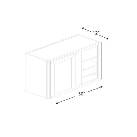 Blue Valley Cabinets 30" x 36" x 12" Wall Blind Corner Cabinet With 1 Door (DW-WBC3036)