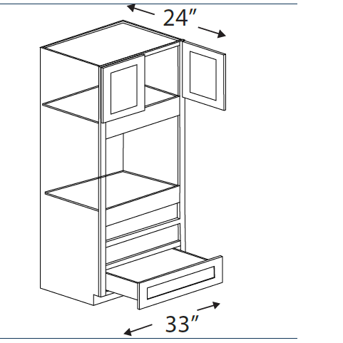Blue Valley Cabinets 33" x 84" x 24" Tall Oven Cabinet Face Frame and 2 Doors/1 Drawer (ESS-OC339024FFD)