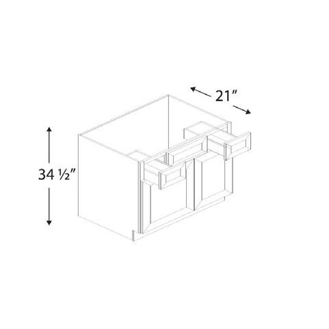 Blue Valley Cabinets 42" x 35" x 21" Vanity Sink Cabinet Combo 1 Left and 1 Right Drawer (GRS-VSD4221)
