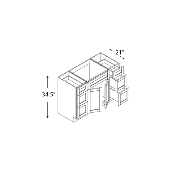 Blue Valley Cabinets 48" x 35" x 21" Vanity Sink Cabinet Combo 3 Left and 3 Right Drawers (DW-VSD4821D)