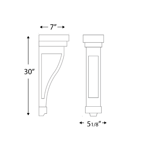 Blue Valley Cabinets 5" x 30" x 7" Shaker Large Corbel (MS-SLC530)