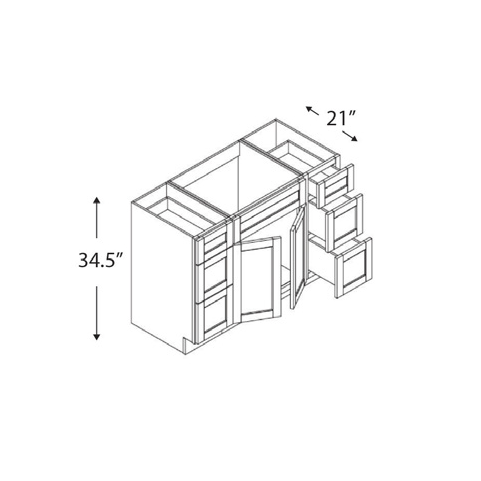 Blue Valley Cabinets 60" x 35" x 21" Vanity Double Sink Cabinet Combo 3 Drawers (ESS-VSD6021DD)