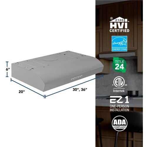 Broan 30" 350 Max Blower CFM 3-Speed Stainless Steel Under-Cabinet Range Hood
