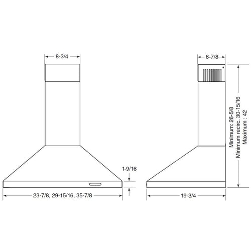 Broan EW4836SS 36" 460 MAX Blower CFM Stainless Steel Pyramidal Chimney Range Hood