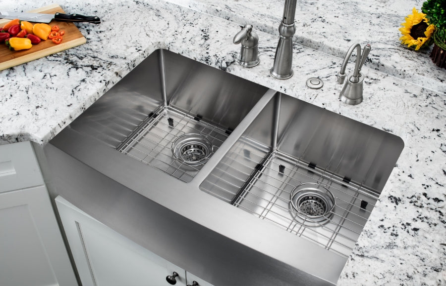 Cahaba CAHCA231132 33" x 20" Stainless Steel Micro Radius Double Bowl Apron Front Kitchen Sink