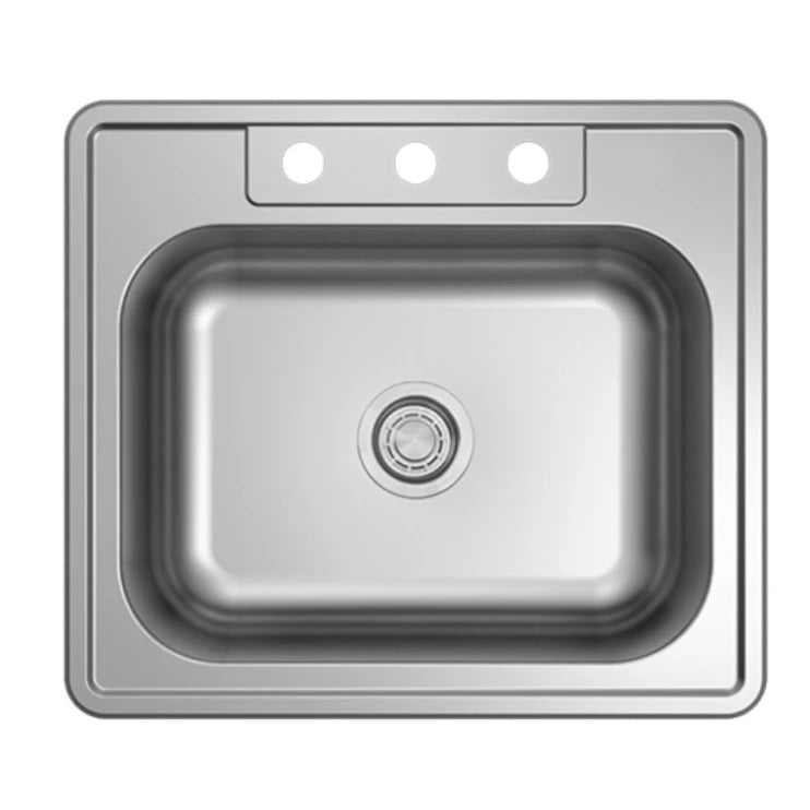 Cahaba CAHCASS2522DISB-ADA-20.3 25" Stainless Steel 3 Hole Prepunch Standard Radius Single Bowl ADA Drop-In Kitchen Sink