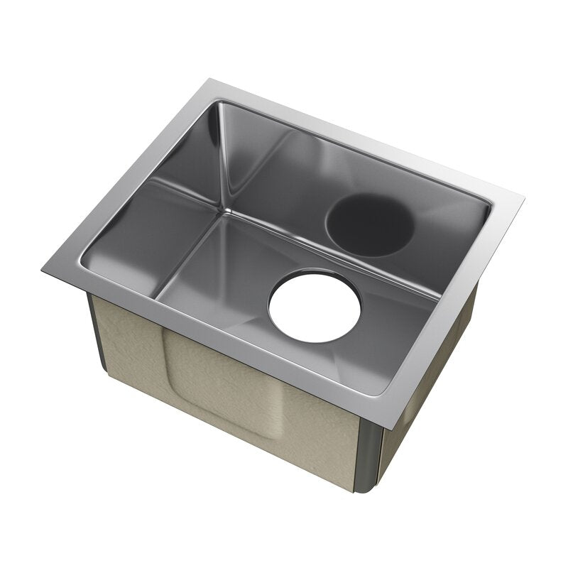 Cantrio Koncepts 16" 18-Gauge Undermount Stainless Steel Single Bowl Kitchen Sink With Strainer Drain