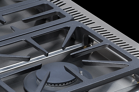 Capital Precision Series GRT364G 36" 4 Sealed Burners Stainless Steel Natural Gas Rangetop With 12" Griddle and Red Knobs