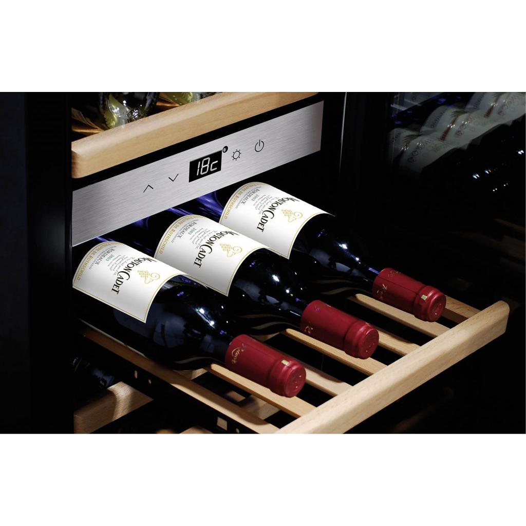 Caso WineSafe 16" W x 35" H 24-Bottle Brush Stainless Steel WiFi Smart Control Technology Wine Cooler