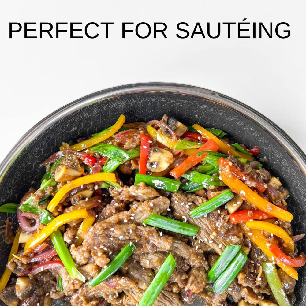 Cooksy Hexagon 12" Stainless Nonstick Hybrid Fry Pan With Lid