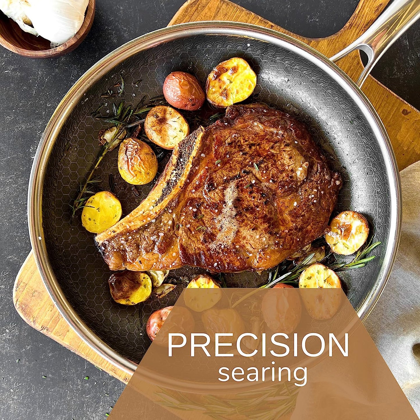 Cooksy Hexagon 9" Stainless Nonstick Hybrid Fry Pan