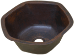 Copper Potter HAMMERED HEXAGON 16" Bar / Prep Sink by Chemcore Industries