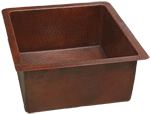 Copper Potter HAMMERED SQUARE STRAIGHT SIDES 15" Bar / Prep Sink by Chemcore Industries