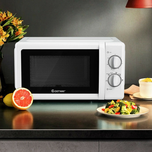Costway 0.7 Cu. ft White Retro Countertop Compact Microwave Oven