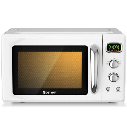 Costway 0.9 Cu.ft White Retro Countertop Compact Microwave Oven