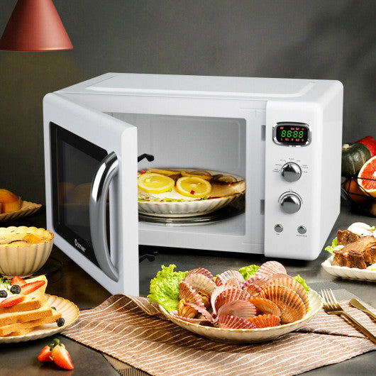 Costway White Retro Countertop Compact Microwave Oven