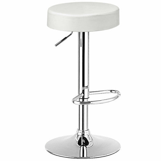 Costway 1 PC White Round Bar Stool Adjustable Swivel Pub Chair