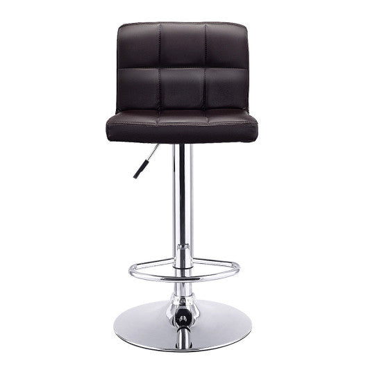 Costway 1 Piece Brown Bar Stool Swivel Adjustable PU Leather Barstools Bistro Pub Chair