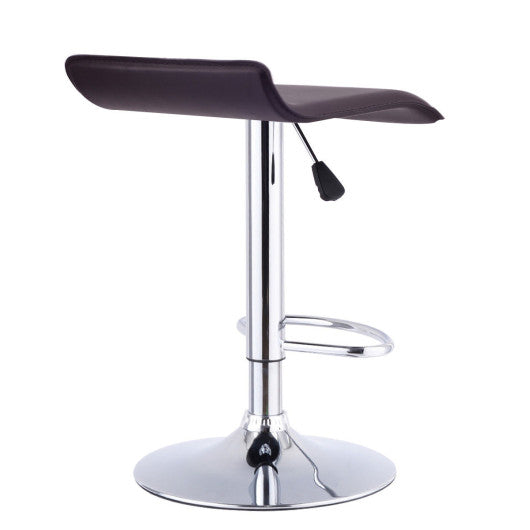 Costway 1 Piece Brown Swivel Bar Stool Adjustable Modern Leather Dining Counter Chair