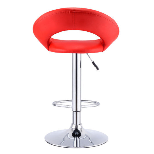 Costway 1 Piece Red Swivel Bar Stool Adjustable PU Leather Barstools Bistro Pub Chair
