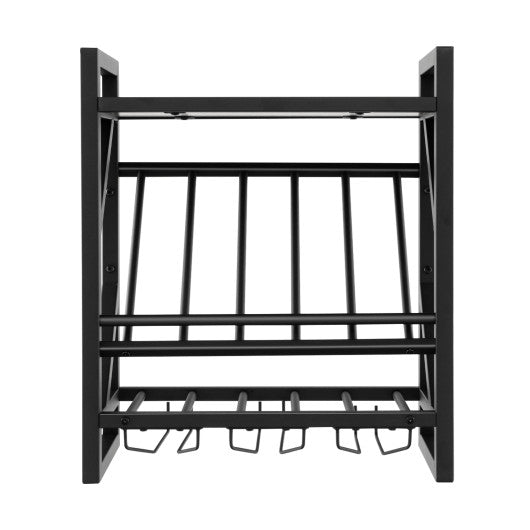 Costway 10 Bottles Wall Mounted Wine Rack with Glass Holder