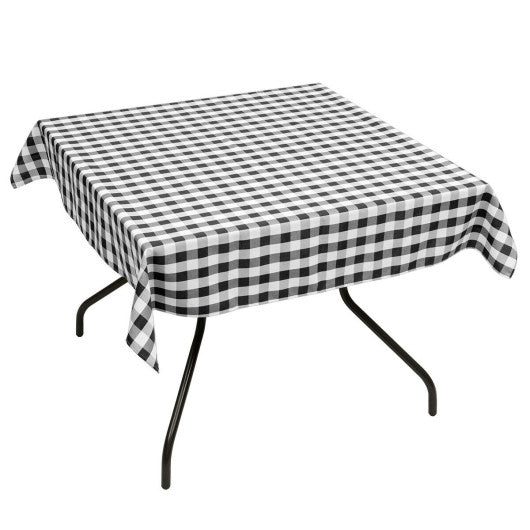 Costway 10 Pcs 52" x 52" Black Square Polyester Plaid Dinner Tablecloth