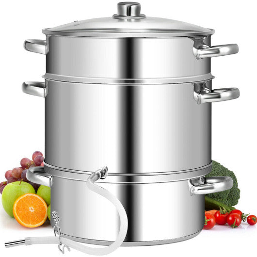 Costway 10 Quart Stainless Steel Fruit Juicer Steamer Multipot