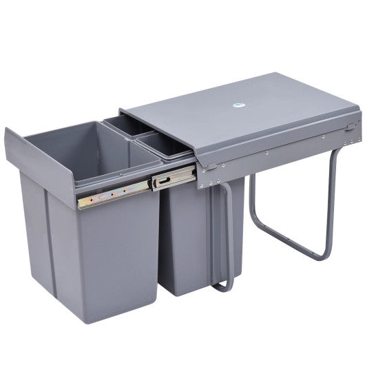 Costway 10.5 gal 3 Compartment Pull Out Recycling Waste Bin