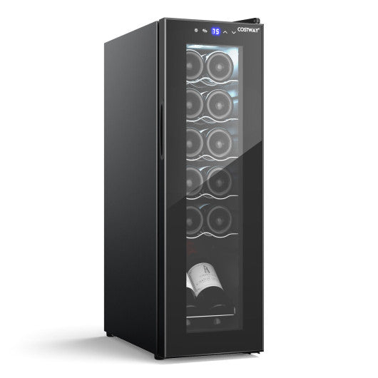 Costway 12 Bottle Compressor Wine Cooler Refrigerator-Black