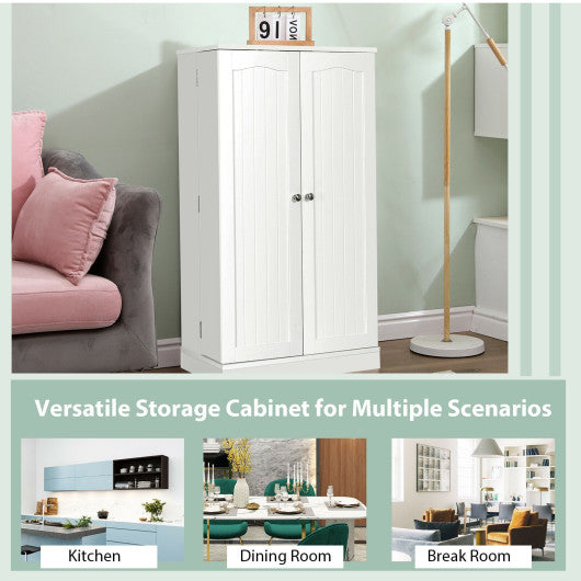 Costway 17-Tier White Kitchen Pantry Cabinet with 2 Doors and 6 Adjustable Shelves