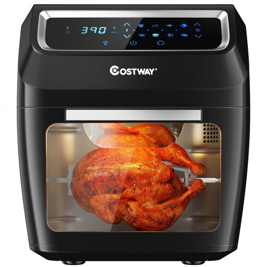 Costway 1700W Black Electric Air Fryer Oven 8-In-1 Barbecue Dryer with Accessories